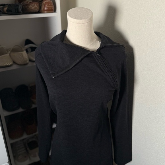 Neesha Black Asymmetrical Neck Long Sleeve Dress Size Medium - Picture 3 of 6